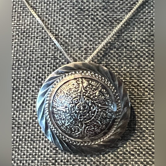 Mexico City Sterling Eagle 1- Mexico 925 Aztec Maya Sun Calendar Pendant Brooch - Picture 3 of 8